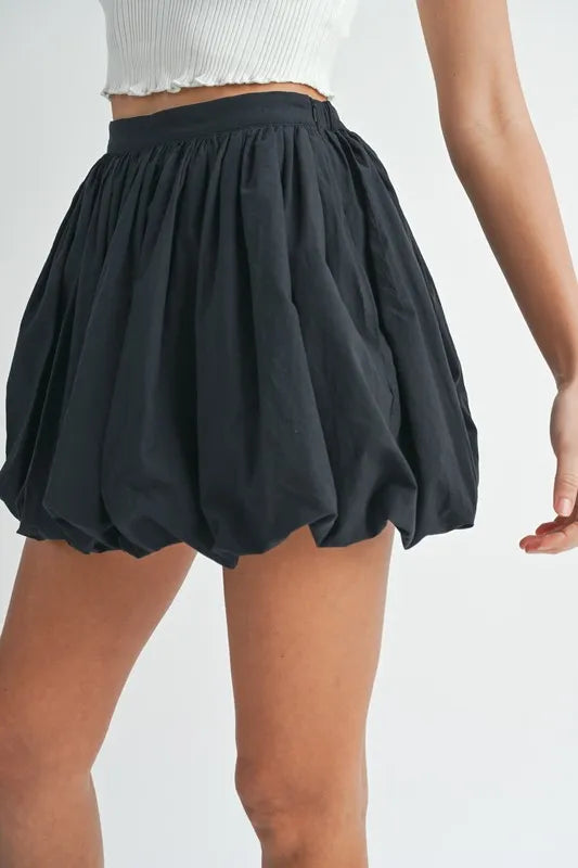 Poplin Bubble Mini Skirt