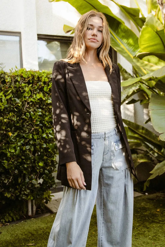 Peaked Lapel Single-Breasted Jacket