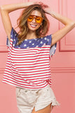 Star Rpinted with Stripe Combo Top