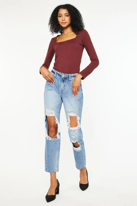 Trendy High Waist Relaxed Vintage Jeans