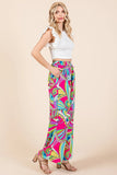 Abstract Print Elastic Waist Wide Leg Pants