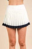 Two Tone Pleated Activewear Mini Skirt with Shorts