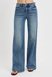 High Rise Adjustable Waist Wide Leg Tummy Control Jeans