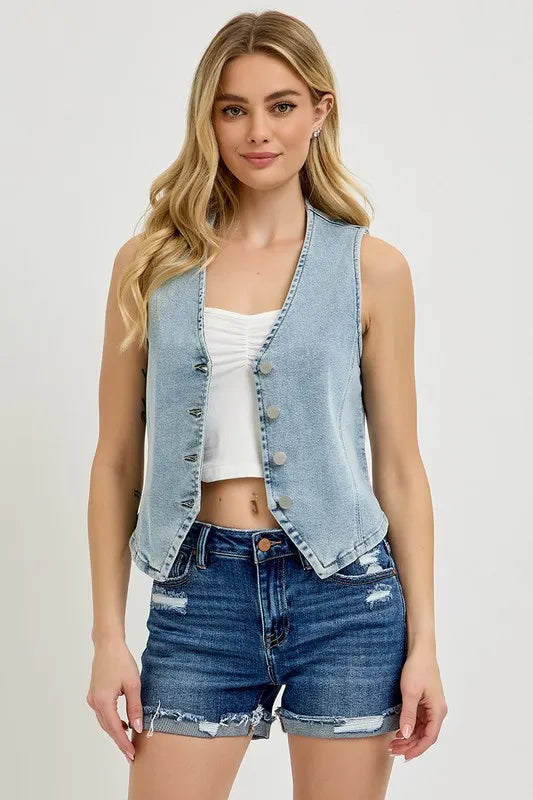 V-Neck Button Down Vest