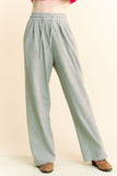 Rhinestone Elastic Waist Wide Leg Pants