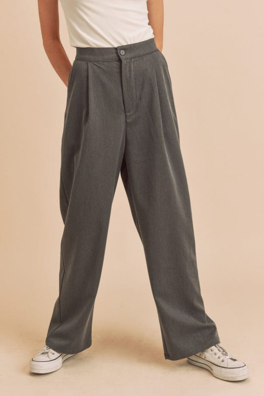 High Waist Wide Leg Pants with Side Pockets