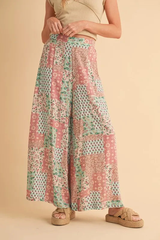 Printed Wide Leg Pants