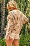 Faux Fur Detailed Pointelle Cable Knit Sweater