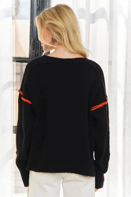 Stripe Accent Sweater Top