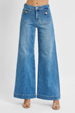 Full Size Mid Rise Wide Leg Front Pocket Denim