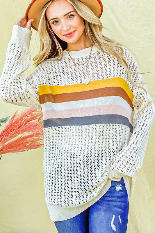Color Stripe Summer Sweater Top