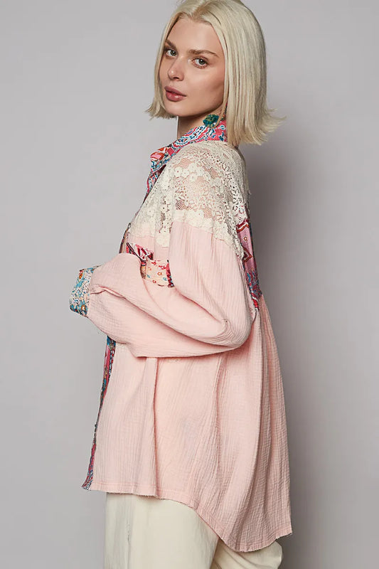 Patchwork Bohemian Balloon Sleeve Blouse