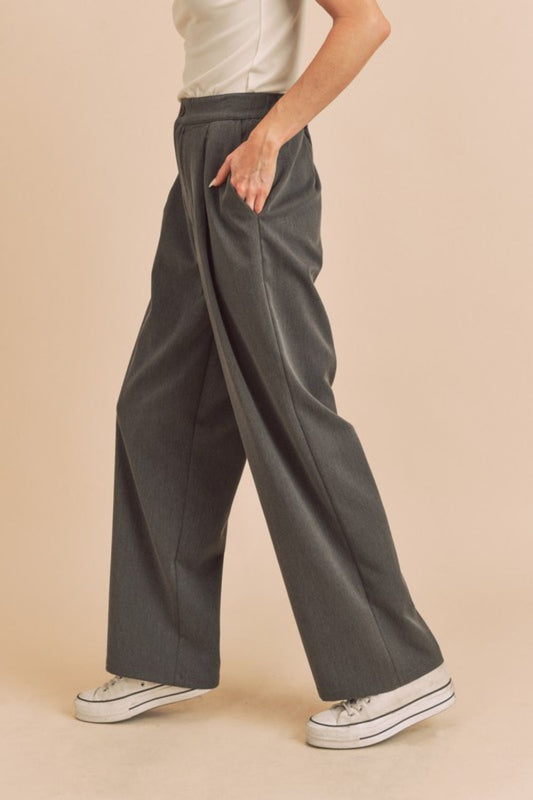 High Waist Wide Leg Pants with Side Pockets