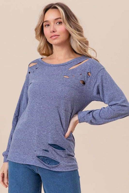 Triblend with Laser Cut Detailed T-Shirt