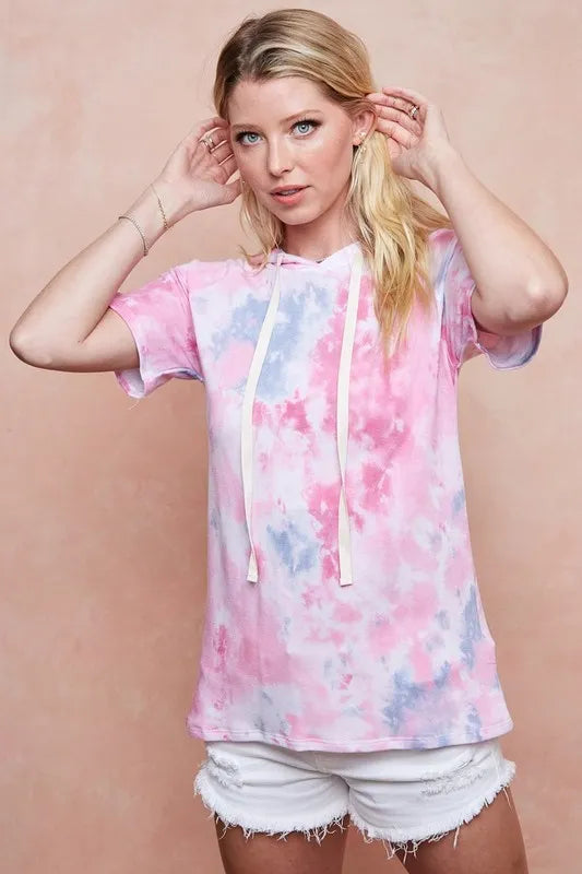 Tie Dye Terry Hoodie with Drawstring