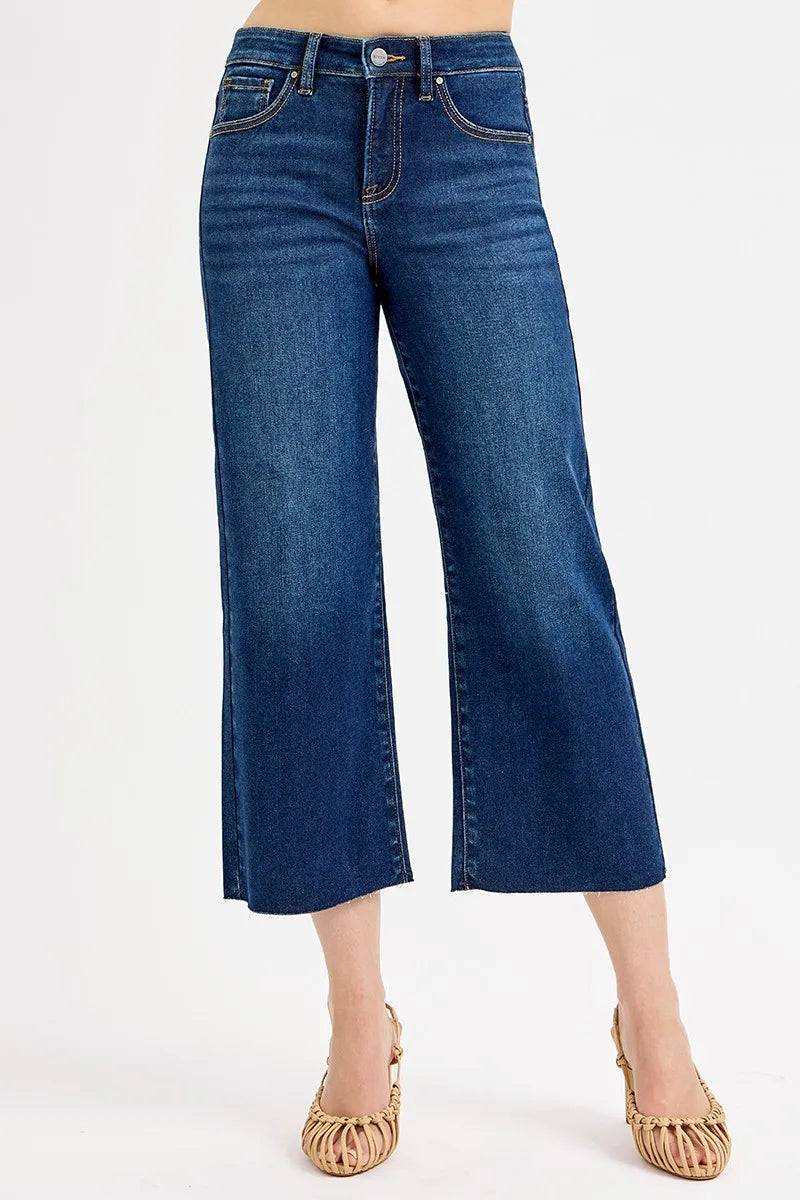 Full-Length High-Waist Crop Wide-Leg Jeans