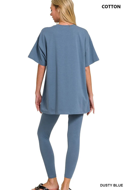 Relaxed Fit Cotton Top & Matching Leggings Set