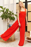 Full Size Smocking Top Wide Leg Jumpsuit Plus Size