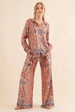 Satin Paisley Pattern Waist Ribbon Pants