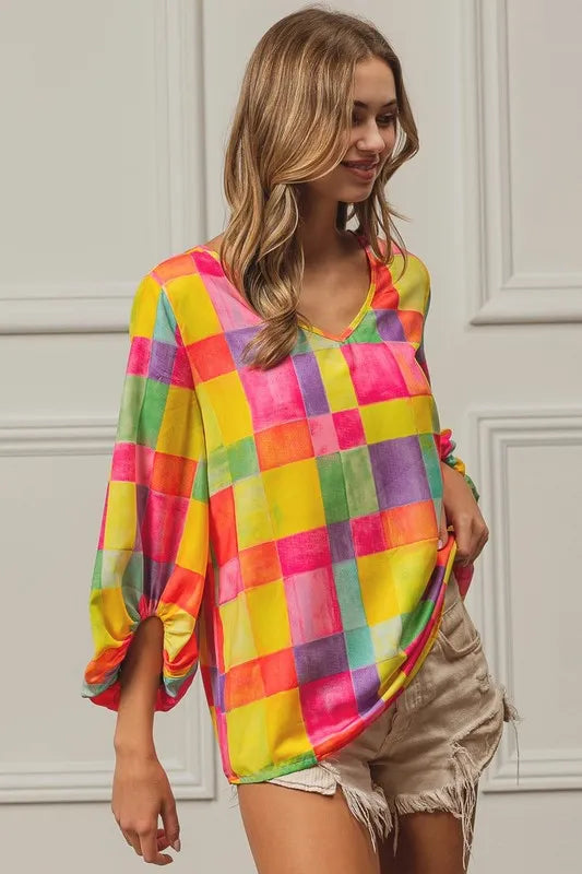 Multi Block Bubble Pop Ballon Top