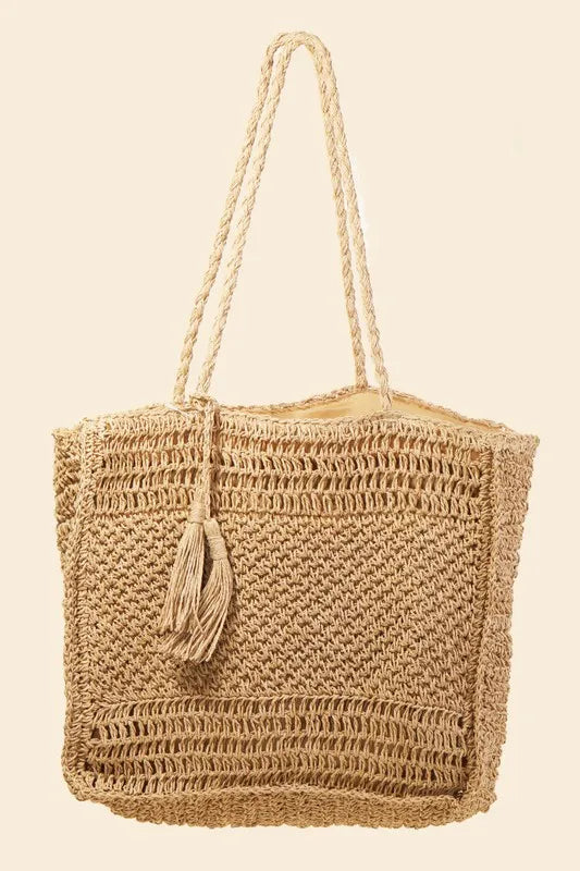 Straw Knit Tote Bag