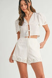 Crochet Lace Detail Crop Top and Shorts Set