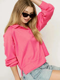Seam Detail Long Sleeve Polo Shirt with Side Slit