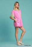 Button-Up Contrast Trim Romper