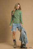 Crinkle Knit Textured Long Sleeve Top