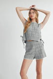 Side Tie Detail Knit Vest and Shorts Set