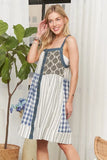 Patchwork Button Front Mini Dress