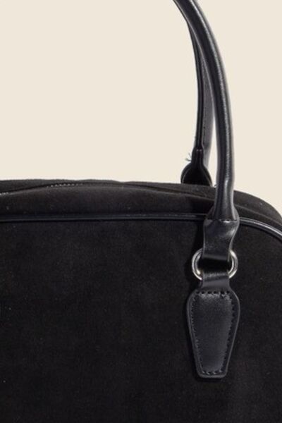 Faux Leather Handle Boxy Handbag