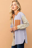 Floral and Plaid Color Block Shirts with Pocket