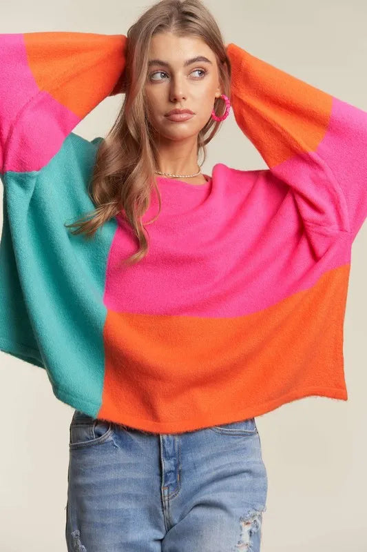 Loose Fit Colorblock Sweater