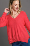 Full Size Dropped Shoulder Side Slit Sweater Plus Size