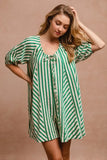 Puffy Sleeves Romper with Back Button Closure