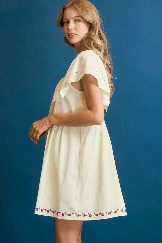 Bohemian Embroidered Flutter Sleeve Sundress