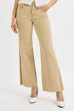 High-Rise Raw Hem Wide Leg Denim