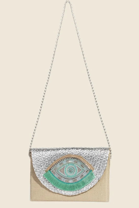 Boho Beaded Eye Pattern Envelope Bag