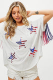 American Flag Sequin Star Fringe Top
