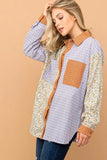 Floral and Plaid Color Block Shirts with Pocket