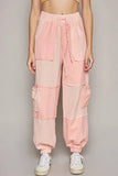 Patchwork Cargo Joggers with Drawstring Pockets