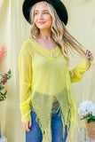 Distressed Mesh V Neck Spring Sweater Cover Up