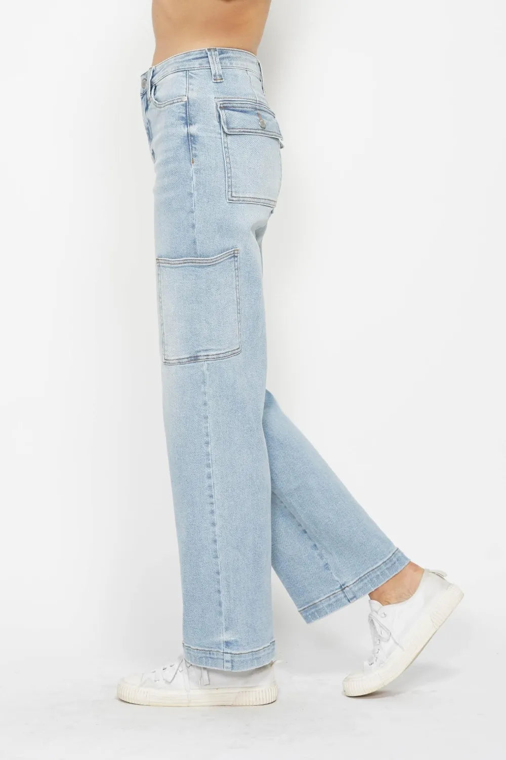 High-Rise Utility Straight-Leg Cargo Jeans