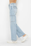 High-Rise Utility Straight-Leg Cargo Jeans