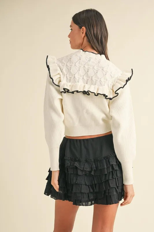 Ruffle Detailed Cotton Gauze Tiered Mini Skirt