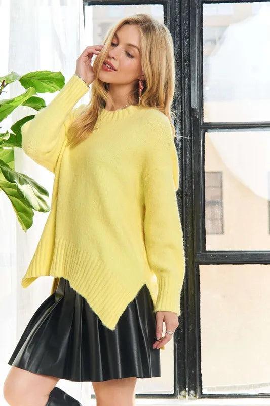 Side Slit Soft Sweater Top