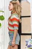 Striped 3/4 Sleeves Sweater Top