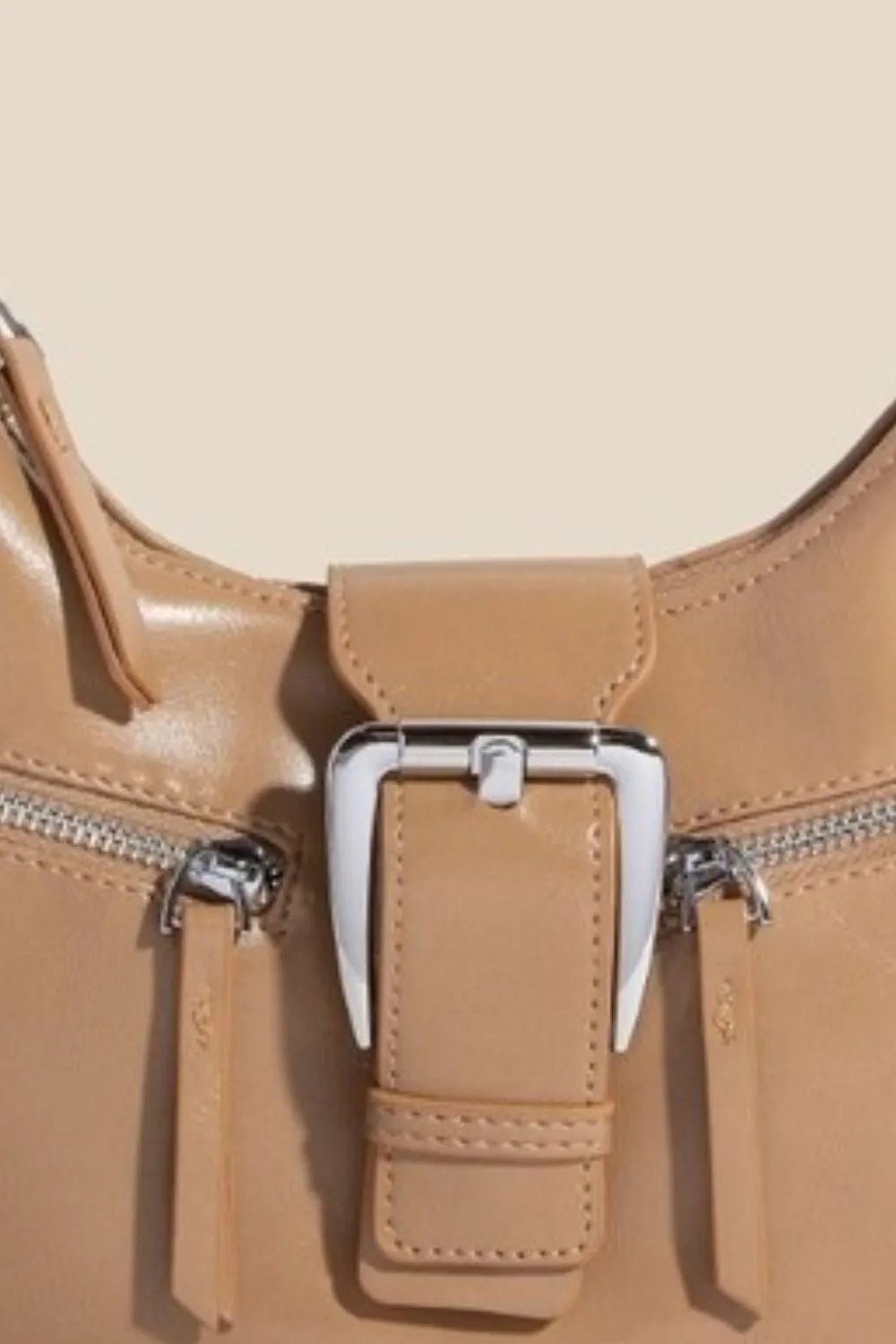 Large Buckle Triple Zipper Hand Bag