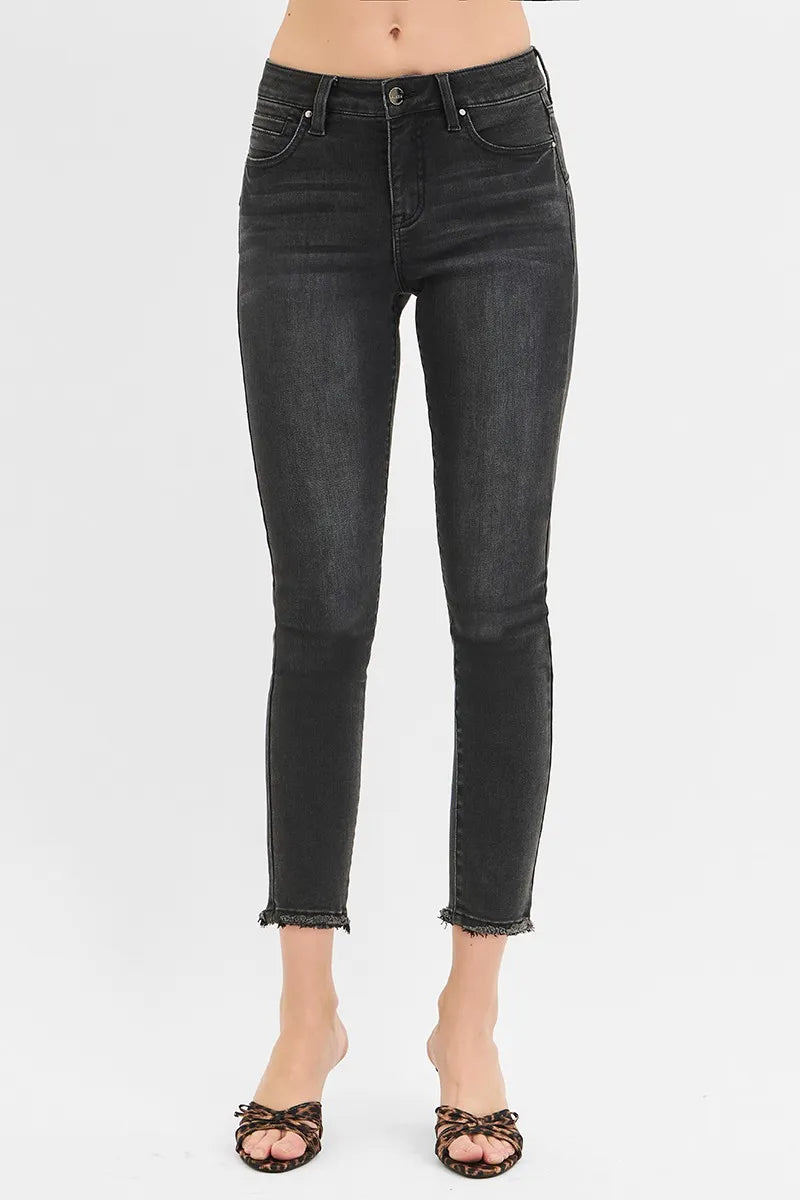High-Waisted Crop Skinny Jeans with Curve Accentuating Fit